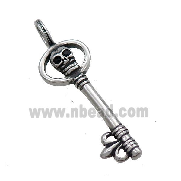 Stainless Steel Key Pendant Skull Charms Antique Silver