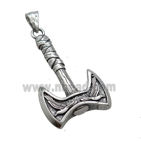 Stainless Steel Thor Axe Charms Pendant Antique Silver