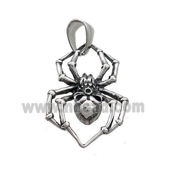 Stainless Steel Spider Charms Pendant Antique Silver