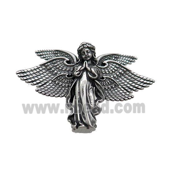 Stainless Steel Fairy Charms Pendant Angel Wings Antique Silver