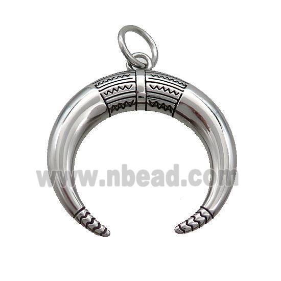 Stainless Steel Crescent Charms Pendant Moon Antique Silver