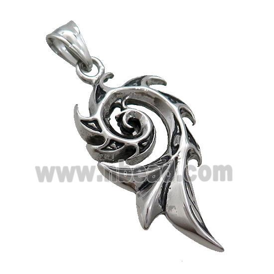 Stainless Steel Spiral Flame Charms Pendant Totem Antique Silver