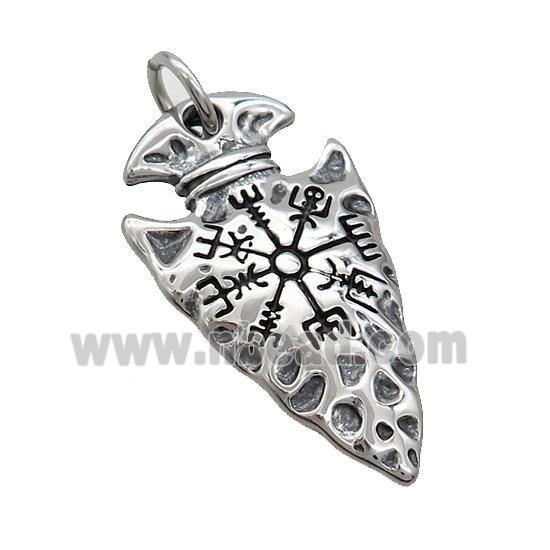 Stainless Steel Arrowhead Pendant Viking Compass Charms Antique Silver
