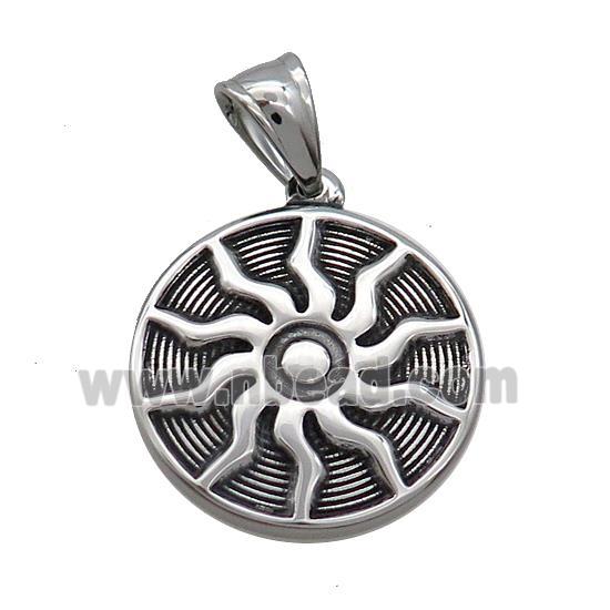 Stainless Steel Charms Pendant Ancient Greece Sun Antique Silver
