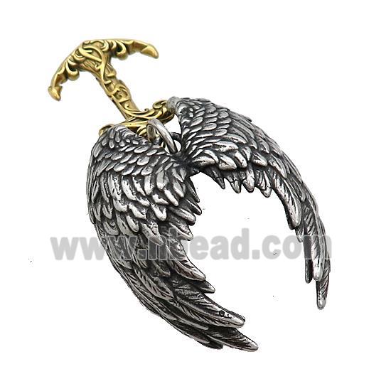 Stainless Steel Angel Wings Pendant Anchor Antique Gold
