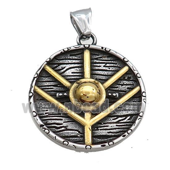 Stainless Steel Viking Shield Medal Charms Gold Pendant Antique Silver