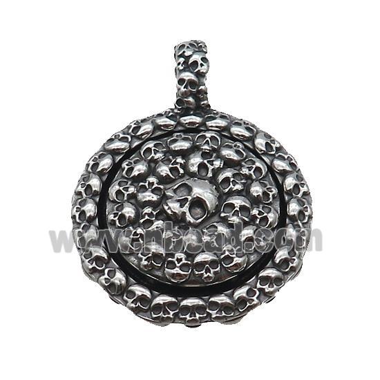 Stainless Steel Skull Charms Pendant Antique Silver
