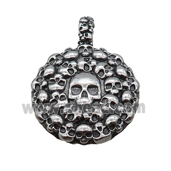 Stainless Steel Skull Charms Pendant Antique Silver