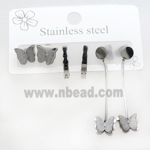 Raw Stainless Steel Earrings Butterfly