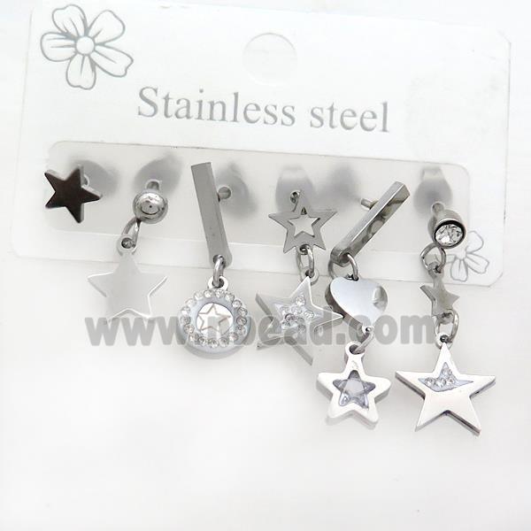 Raw Stainless Steel Earrings Star