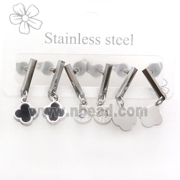 Raw Stainless Steel Earrings Clover
