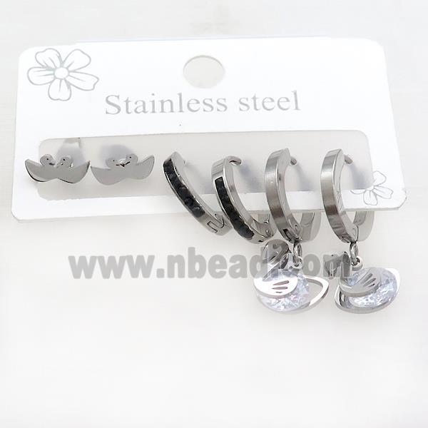Raw Stainless Steel Earrings Swan