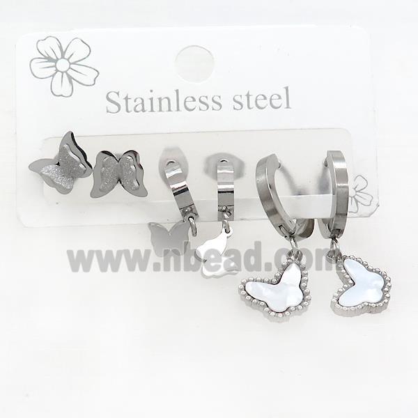 Raw Stainless Steel Earrings Butterfly