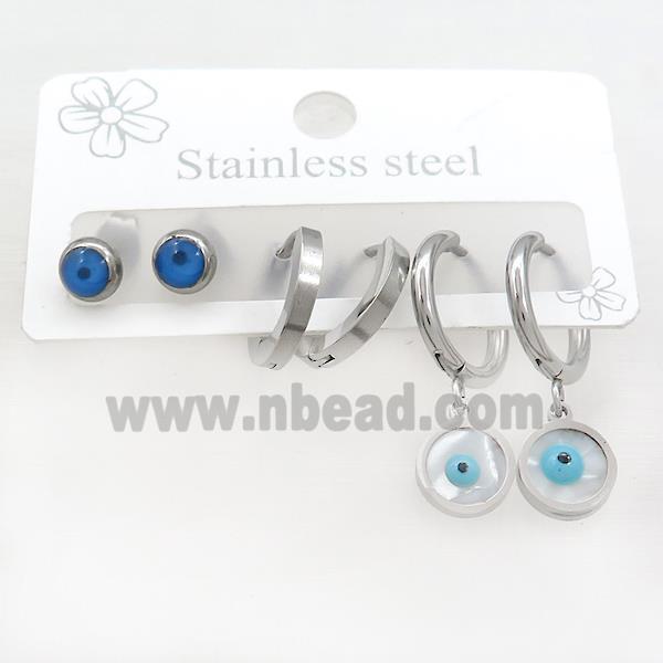 Raw Stainless Steel Earrings Evil Eye