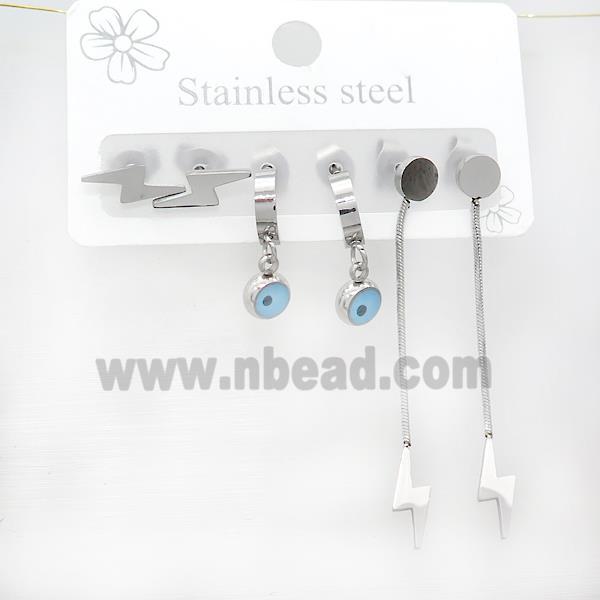 Raw Stainless Steel Earrings Lightning