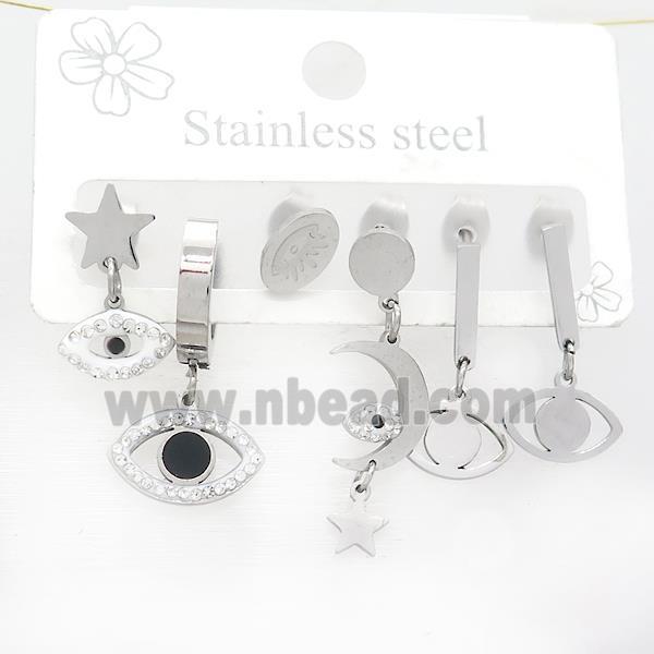 Raw Stainless Steel Earrings Star Eye