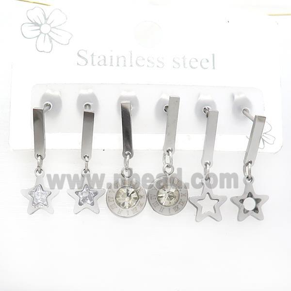 Raw Stainless Steel Earrings Star