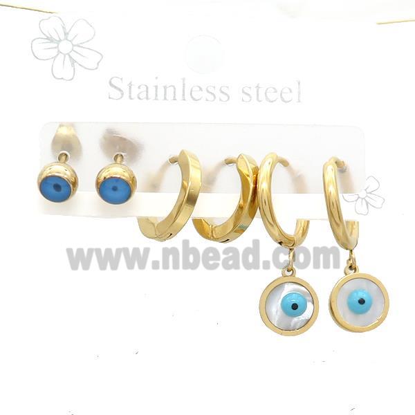 Stainless Steel Earrings Evil Eye Gold Plated
