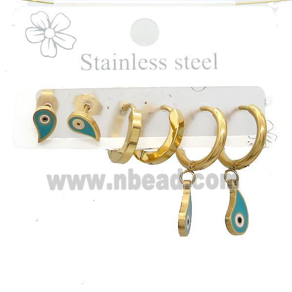 Stainless Steel Earrings Teardrop Gold Plated