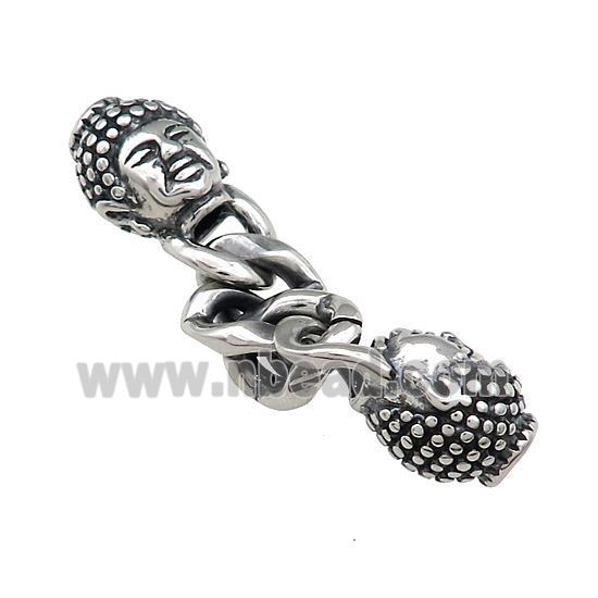 Stainless Steel CordEnd Buddha Antique Silver