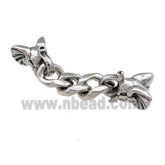 Stainless Steel CordEnd Elephant Antique Silver