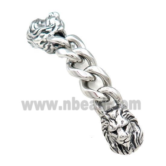 Stainless Steel CordEnd Lion Antique Silver