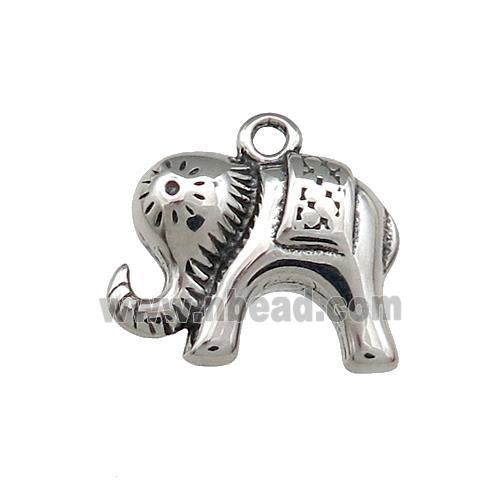Stainless Steel Elephant Charms Pendant Antique Silver