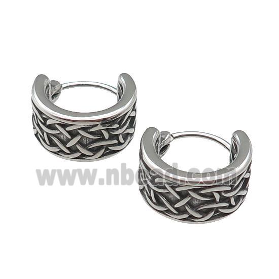 Stainless Steel Hoop Earrings Antique Silver