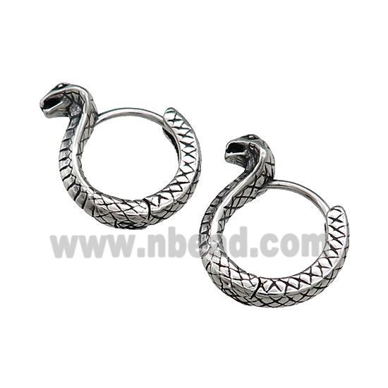 Stainless Steel Hoop Earrings Snake Antique Silver