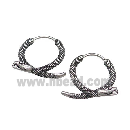 Stainless Steel Hoop Earrings Snake Antique Silver