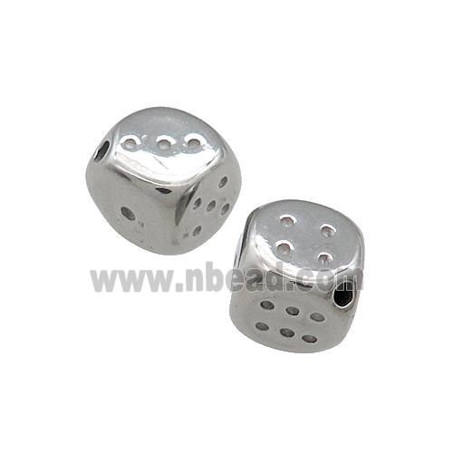Raw Stainless Steel Dice Beads Cube