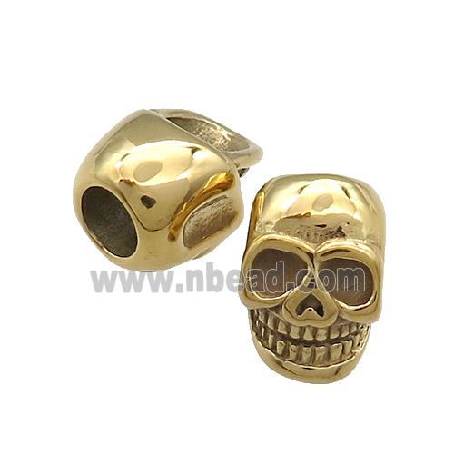 Stainless Steel Skull Beads Large Hole Gold Plated
