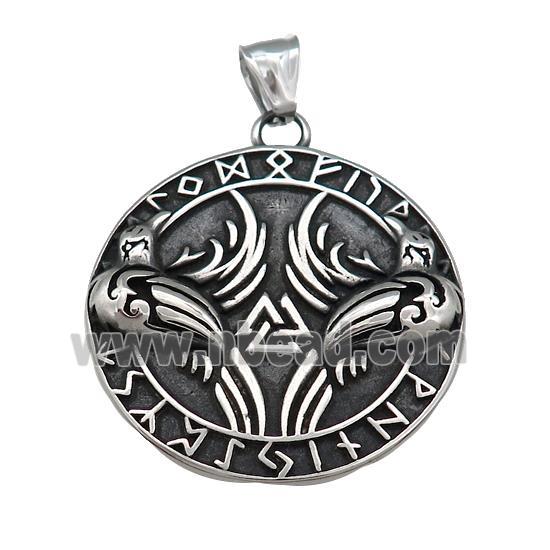 Stainless Steel Pendant Viking Stamp Circle Antique Silver