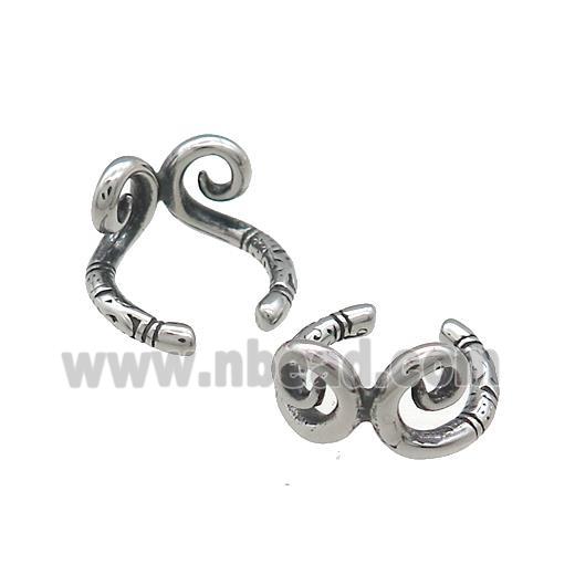 Stainless Steel Clip Earrings Inhibitions Antique Silver