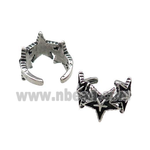 Stainless Steel Clip Earrings Star Antique Silver