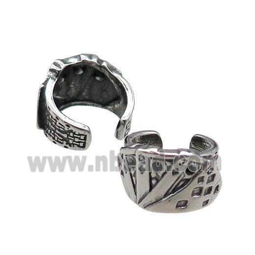 Stainless Steel Clip Earrings Poker Antique Silver