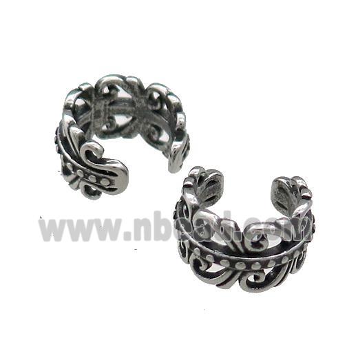 Stainless Steel Clip Earrings Antique Silver