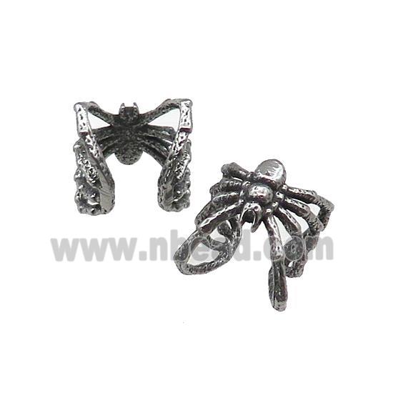 Stainless Steel Clip Earrings Spider Antique Silver
