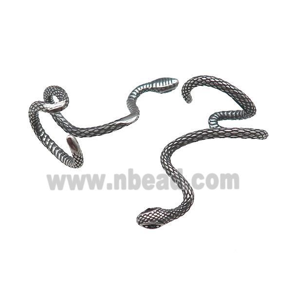 Stainless Steel Clip Earrings Snake Antique Silver