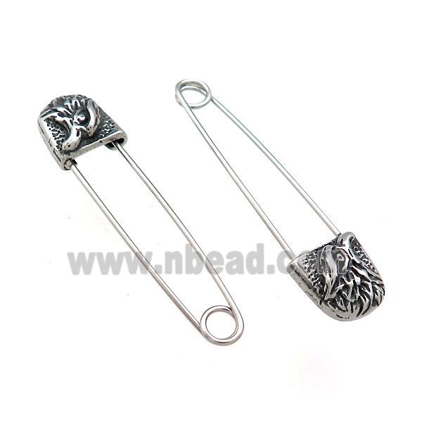 Stainless Steel Safety Pins Eagle Antique Silver