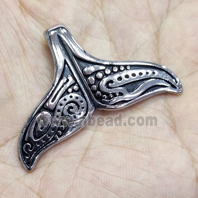 Stainless Steel Pendant Shark-tail Antique Silver