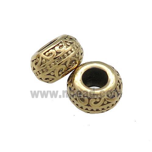 Stainless Steel Rondelle Beads Large Hole Gold Plated