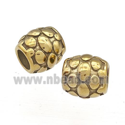Stainless Steel Barrel Beads Large Hole Gold Plated