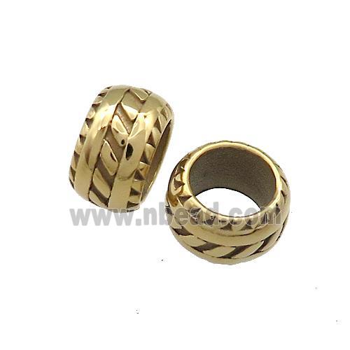 Stainless Steel Rondelle Beads Large Hole Gold Plated