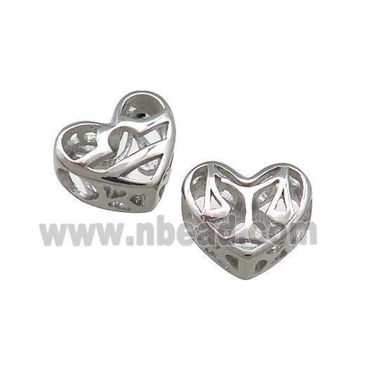 Raw Titanium Steel Heart Beads Zodiac Libra Large Hole Hollow