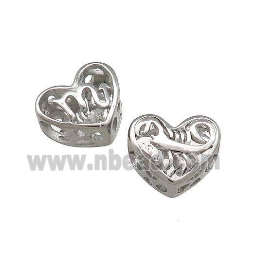 Raw Titanium Steel Heart Beads Zodiac Scorpio Large Hole Hollow