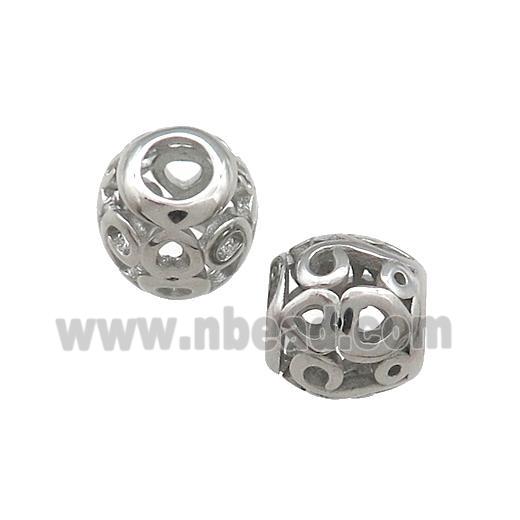 Raw Titanium Steel Round Beads Large Hole Hollow