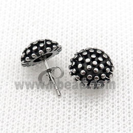 Stainless Steel Stud Earring Sunflower Antique Silver
