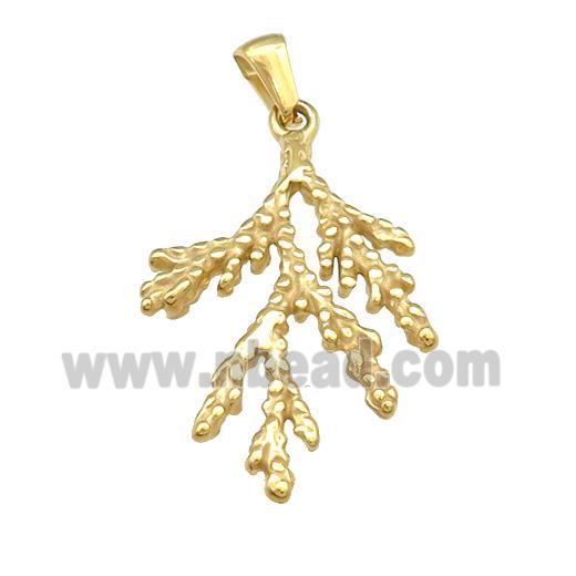 Cedar Branch Charms Stainless Steel Pendant Gold Plated