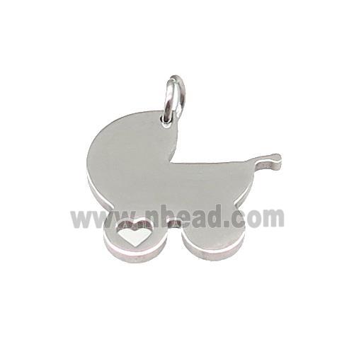 Baby Stroller Charms Raw Stainless Steel Pendant